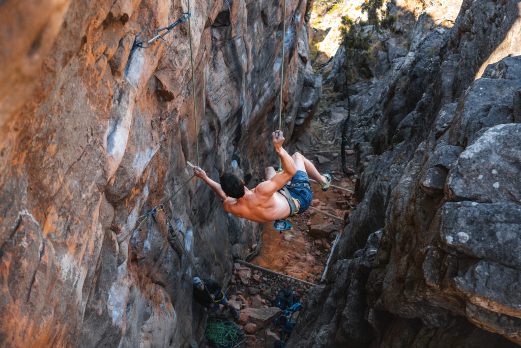 Derwood climbing the Fortress